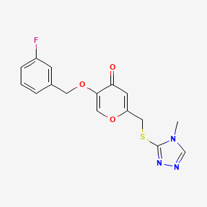 molecular formula C16H14FN3O3S B6482042 5-[(3-fluorophenyl)methoxy]-2-{[(4-methyl-4H-1,2,4-triazol-3-yl)sulfanyl]methyl}-4H-pyran-4-one CAS No. 899745-29-0