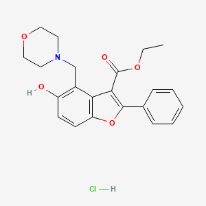 molecular formula C22H24ClNO5 B6482059 ethyl 5-hydroxy-4-[(morpholin-4-yl)methyl]-2-phenyl-1-benzofuran-3-carboxylate hydrochloride CAS No. 1177723-89-5
