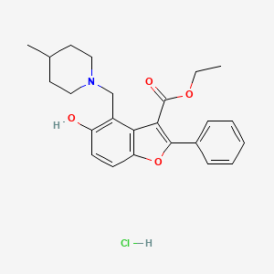 ethyl 5-hydroxy-4-[(4-methylpiperidin-1-yl)methyl]-2-phenyl-1-benzofuran-3-carboxylate hydrochloride