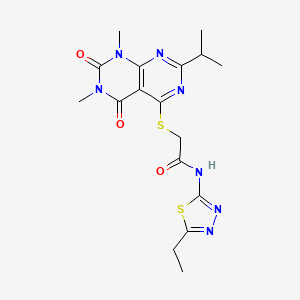 molecular formula C17H21N7O3S2 B6482088 2-{[6,8-dimethyl-5,7-dioxo-2-(propan-2-yl)-5H,6H,7H,8H-[1,3]diazino[4,5-d]pyrimidin-4-yl]sulfanyl}-N-(5-ethyl-1,3,4-thiadiazol-2-yl)acetamide CAS No. 863002-78-2