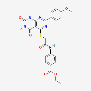 molecular formula C26H25N5O6S B6482092 ethyl 4-(2-{[2-(4-methoxyphenyl)-6,8-dimethyl-5,7-dioxo-5H,6H,7H,8H-[1,3]diazino[4,5-d]pyrimidin-4-yl]sulfanyl}acetamido)benzoate CAS No. 852168-73-1