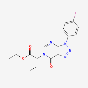molecular formula C16H16FN5O3 B6482128 ethyl 2-[3-(4-fluorophenyl)-7-oxo-3H,6H,7H-[1,2,3]triazolo[4,5-d]pyrimidin-6-yl]butanoate CAS No. 863019-60-7