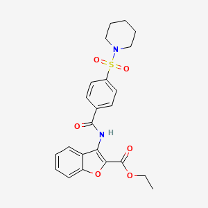 molecular formula C23H24N2O6S B6482139 ethyl 3-[4-(piperidine-1-sulfonyl)benzamido]-1-benzofuran-2-carboxylate CAS No. 477499-99-3