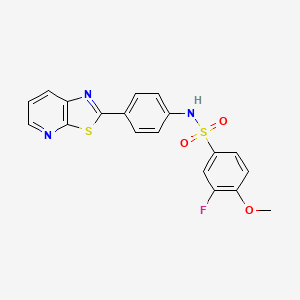 molecular formula C19H14FN3O3S2 B6482158 3-fluoro-4-methoxy-N-(4-{[1,3]thiazolo[5,4-b]pyridin-2-yl}phenyl)benzene-1-sulfonamide CAS No. 896678-76-5