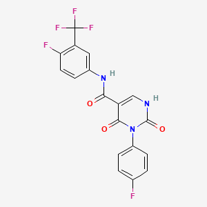 molecular formula C18H10F5N3O3 B6482171 N-[4-fluoro-3-(trifluoromethyl)phenyl]-3-(4-fluorophenyl)-2,4-dioxo-1,2,3,4-tetrahydropyrimidine-5-carboxamide CAS No. 887900-28-9