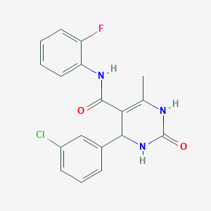 molecular formula C18H15ClFN3O2 B6482250 4-(3-chlorophenyl)-N-(2-fluorophenyl)-6-methyl-2-oxo-1,2,3,4-tetrahydropyrimidine-5-carboxamide CAS No. 893680-26-7