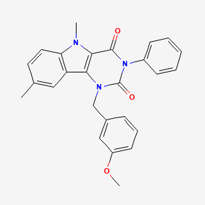 1-[(3-methoxyphenyl)methyl]-5,8-dimethyl-3-phenyl-1H,2H,3H,4H,5H-pyrimido[5,4-b]indole-2,4-dione