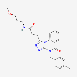 molecular formula C24H27N5O3 B6482294 N-(3-methoxypropyl)-3-{4-[(4-methylphenyl)methyl]-5-oxo-4H,5H-[1,2,4]triazolo[4,3-a]quinazolin-1-yl}propanamide CAS No. 887224-30-8