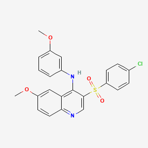 molecular formula C23H19ClN2O4S B6482317 3-(4-chlorobenzenesulfonyl)-6-methoxy-N-(3-methoxyphenyl)quinolin-4-amine CAS No. 895640-74-1