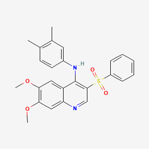 molecular formula C25H24N2O4S B6482332 3-(benzenesulfonyl)-N-(3,4-dimethylphenyl)-6,7-dimethoxyquinolin-4-amine CAS No. 895650-07-4