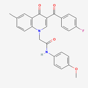 molecular formula C26H21FN2O4 B6482347 2-[3-(4-fluorobenzoyl)-6-methyl-4-oxo-1,4-dihydroquinolin-1-yl]-N-(4-methoxyphenyl)acetamide CAS No. 895652-22-9