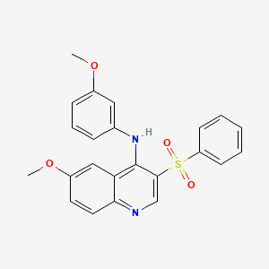 molecular formula C23H20N2O4S B6482352 3-(benzenesulfonyl)-6-methoxy-N-(3-methoxyphenyl)quinolin-4-amine CAS No. 895642-86-1