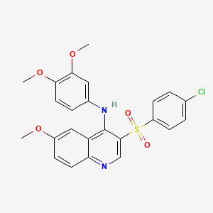 molecular formula C24H21ClN2O5S B6482354 3-(4-chlorobenzenesulfonyl)-N-(3,4-dimethoxyphenyl)-6-methoxyquinolin-4-amine CAS No. 895643-09-1