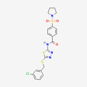 molecular formula C20H19ClN4O3S3 B6482379 N-(5-{[(3-chlorophenyl)methyl]sulfanyl}-1,3,4-thiadiazol-2-yl)-4-(pyrrolidine-1-sulfonyl)benzamide CAS No. 868974-92-9