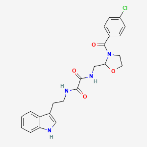 molecular formula C23H23ClN4O4 B6482387 N'-{[3-(4-chlorobenzoyl)-1,3-oxazolidin-2-yl]methyl}-N-[2-(1H-indol-3-yl)ethyl]ethanediamide CAS No. 874805-13-7