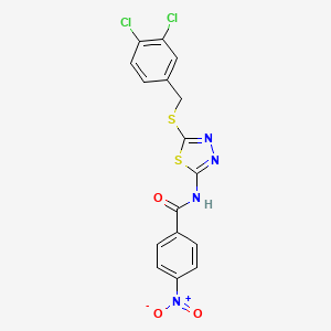molecular formula C16H10Cl2N4O3S2 B6482388 N-(5-{[(3,4-dichlorophenyl)methyl]sulfanyl}-1,3,4-thiadiazol-2-yl)-4-nitrobenzamide CAS No. 868976-40-3