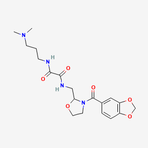 molecular formula C19H26N4O6 B6482390 N'-{[3-(2H-1,3-benzodioxole-5-carbonyl)-1,3-oxazolidin-2-yl]methyl}-N-[3-(dimethylamino)propyl]ethanediamide CAS No. 874805-45-5