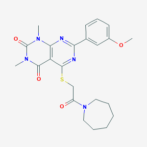 molecular formula C23H27N5O4S B6482457 5-{[2-(azepan-1-yl)-2-oxoethyl]sulfanyl}-7-(3-methoxyphenyl)-1,3-dimethyl-1H,2H,3H,4H-[1,3]diazino[4,5-d]pyrimidine-2,4-dione CAS No. 893919-23-8