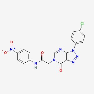 molecular formula C18H12ClN7O4 B6482464 2-[3-(4-chlorophenyl)-7-oxo-3H,6H,7H-[1,2,3]triazolo[4,5-d]pyrimidin-6-yl]-N-(4-nitrophenyl)acetamide CAS No. 893941-84-9