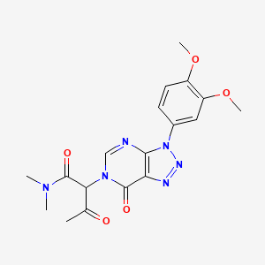 molecular formula C18H20N6O5 B6482471 2-[3-(3,4-dimethoxyphenyl)-7-oxo-3H,6H,7H-[1,2,3]triazolo[4,5-d]pyrimidin-6-yl]-N,N-dimethyl-3-oxobutanamide CAS No. 893940-29-9