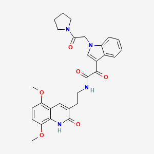 N-[2-(5,8-dimethoxy-2-oxo-1,2-dihydroquinolin-3-yl)ethyl]-2-oxo-2-{1-[2-oxo-2-(pyrrolidin-1-yl)ethyl]-1H-indol-3-yl}acetamide