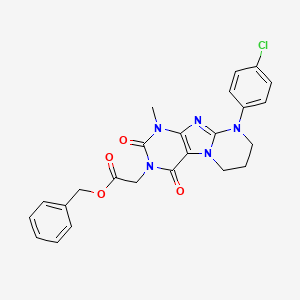 molecular formula C24H22ClN5O4 B6482500 benzyl 2-[9-(4-chlorophenyl)-1-methyl-2,4-dioxo-1H,2H,3H,4H,6H,7H,8H,9H-pyrimido[1,2-g]purin-3-yl]acetate CAS No. 873076-81-4