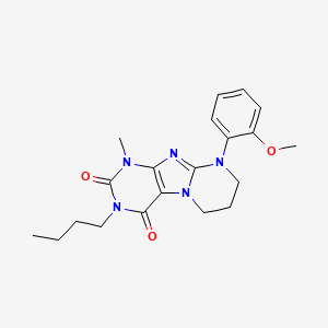 molecular formula C20H25N5O3 B6482505 3-butyl-9-(2-methoxyphenyl)-1-methyl-1H,2H,3H,4H,6H,7H,8H,9H-pyrimido[1,2-g]purine-2,4-dione CAS No. 877616-54-1