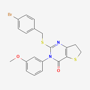 molecular formula C20H17BrN2O2S2 B6482510 2-{[(4-bromophenyl)methyl]sulfanyl}-3-(3-methoxyphenyl)-3H,4H,6H,7H-thieno[3,2-d]pyrimidin-4-one CAS No. 877655-15-7