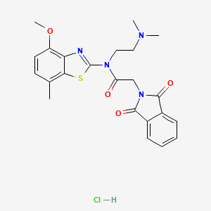 molecular formula C23H25ClN4O4S B6482524 N-[2-(dimethylamino)ethyl]-2-(1,3-dioxo-2,3-dihydro-1H-isoindol-2-yl)-N-(4-methoxy-7-methyl-1,3-benzothiazol-2-yl)acetamide hydrochloride CAS No. 1215634-05-1