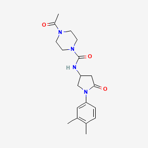 molecular formula C19H26N4O3 B6482549 4-acetyl-N-[1-(3,4-dimethylphenyl)-5-oxopyrrolidin-3-yl]piperazine-1-carboxamide CAS No. 894011-03-1