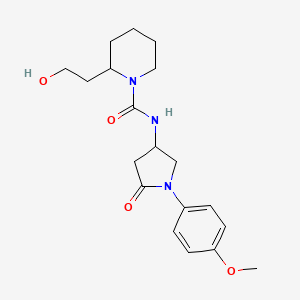 molecular formula C19H27N3O4 B6482550 2-(2-hydroxyethyl)-N-[1-(4-methoxyphenyl)-5-oxopyrrolidin-3-yl]piperidine-1-carboxamide CAS No. 894025-80-0