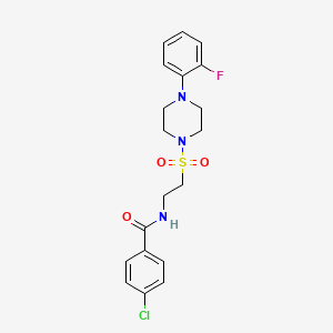 molecular formula C19H21ClFN3O3S B6482582 4-chloro-N-(2-{[4-(2-fluorophenyl)piperazin-1-yl]sulfonyl}ethyl)benzamide CAS No. 897613-58-0