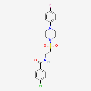 molecular formula C19H21ClFN3O3S B6482591 4-chloro-N-(2-{[4-(4-fluorophenyl)piperazin-1-yl]sulfonyl}ethyl)benzamide CAS No. 897618-69-8