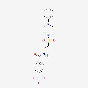 molecular formula C20H22F3N3O3S B6482598 N-{2-[(4-phenylpiperazin-1-yl)sulfonyl]ethyl}-4-(trifluoromethyl)benzamide CAS No. 897621-27-1