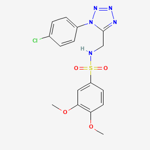 molecular formula C16H16ClN5O4S B6482621 N-{[1-(4-chlorophenyl)-1H-1,2,3,4-tetrazol-5-yl]methyl}-3,4-dimethoxybenzene-1-sulfonamide CAS No. 921124-88-1