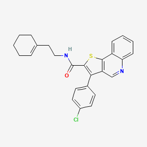 molecular formula C26H23ClN2OS B6482636 3-(4-chlorophenyl)-N-[2-(cyclohex-1-en-1-yl)ethyl]thieno[3,2-c]quinoline-2-carboxamide CAS No. 1223954-43-5