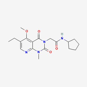 molecular formula C18H24N4O4 B6482645 N-cyclopentyl-2-{6-ethyl-5-methoxy-1-methyl-2,4-dioxo-1H,2H,3H,4H-pyrido[2,3-d]pyrimidin-3-yl}acetamide CAS No. 941897-80-9