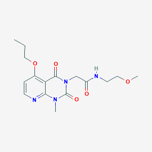 molecular formula C16H22N4O5 B6482670 N-(2-methoxyethyl)-2-{1-methyl-2,4-dioxo-5-propoxy-1H,2H,3H,4H-pyrido[2,3-d]pyrimidin-3-yl}acetamide CAS No. 921481-09-6