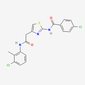 molecular formula C19H15Cl2N3O2S B6482677 4-chloro-N-(4-{[(3-chloro-2-methylphenyl)carbamoyl]methyl}-1,3-thiazol-2-yl)benzamide CAS No. 921835-06-5