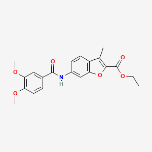 molecular formula C21H21NO6 B6482713 ethyl 6-(3,4-dimethoxybenzamido)-3-methyl-1-benzofuran-2-carboxylate CAS No. 923131-48-0