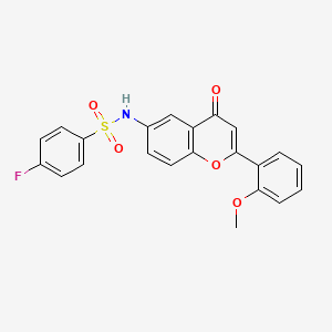molecular formula C22H16FNO5S B6482754 4-fluoro-N-[2-(2-methoxyphenyl)-4-oxo-4H-chromen-6-yl]benzene-1-sulfonamide CAS No. 923217-41-8