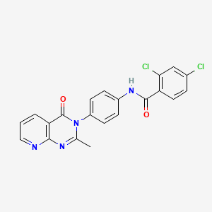 molecular formula C21H14Cl2N4O2 B6482786 2,4-dichloro-N-(4-{2-methyl-4-oxo-3H,4H-pyrido[2,3-d]pyrimidin-3-yl}phenyl)benzamide CAS No. 921562-62-1