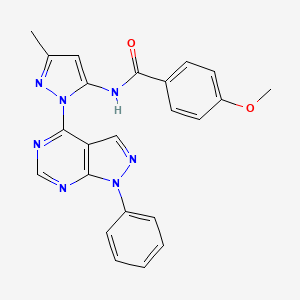 molecular formula C23H19N7O2 B6482793 4-methoxy-N-(3-methyl-1-{1-phenyl-1H-pyrazolo[3,4-d]pyrimidin-4-yl}-1H-pyrazol-5-yl)benzamide CAS No. 1005922-27-9