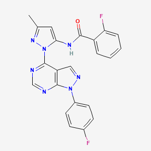 molecular formula C22H15F2N7O B6482803 2-fluoro-N-{1-[1-(4-fluorophenyl)-1H-pyrazolo[3,4-d]pyrimidin-4-yl]-3-methyl-1H-pyrazol-5-yl}benzamide CAS No. 1007085-10-0