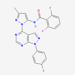 molecular formula C22H14F3N7O B6482806 2,6-difluoro-N-{1-[1-(4-fluorophenyl)-1H-pyrazolo[3,4-d]pyrimidin-4-yl]-3-methyl-1H-pyrazol-5-yl}benzamide CAS No. 1007085-94-0