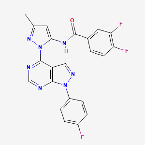 3,4-difluoro-N-{1-[1-(4-fluorophenyl)-1H-pyrazolo[3,4-d]pyrimidin-4-yl]-3-methyl-1H-pyrazol-5-yl}benzamide