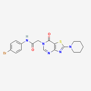 molecular formula C18H18BrN5O2S B6482866 N-(4-bromophenyl)-2-[7-oxo-2-(piperidin-1-yl)-6H,7H-[1,3]thiazolo[4,5-d]pyrimidin-6-yl]acetamide CAS No. 1224009-36-2