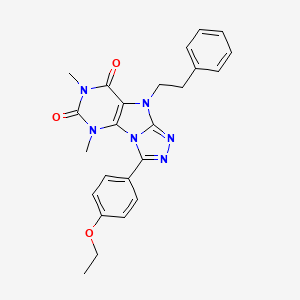 molecular formula C24H24N6O3 B6482887 3-(4-ethoxyphenyl)-5,7-dimethyl-9-(2-phenylethyl)-5H,6H,7H,8H,9H-[1,2,4]triazolo[3,4-h]purine-6,8-dione CAS No. 921584-01-2
