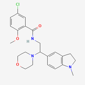 molecular formula C23H28ClN3O3 B6482950 5-chloro-2-methoxy-N-[2-(1-methyl-2,3-dihydro-1H-indol-5-yl)-2-(morpholin-4-yl)ethyl]benzamide CAS No. 922088-52-6