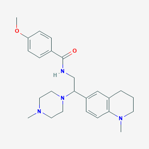 molecular formula C25H34N4O2 B6482966 4-methoxy-N-[2-(1-methyl-1,2,3,4-tetrahydroquinolin-6-yl)-2-(4-methylpiperazin-1-yl)ethyl]benzamide CAS No. 922010-70-6